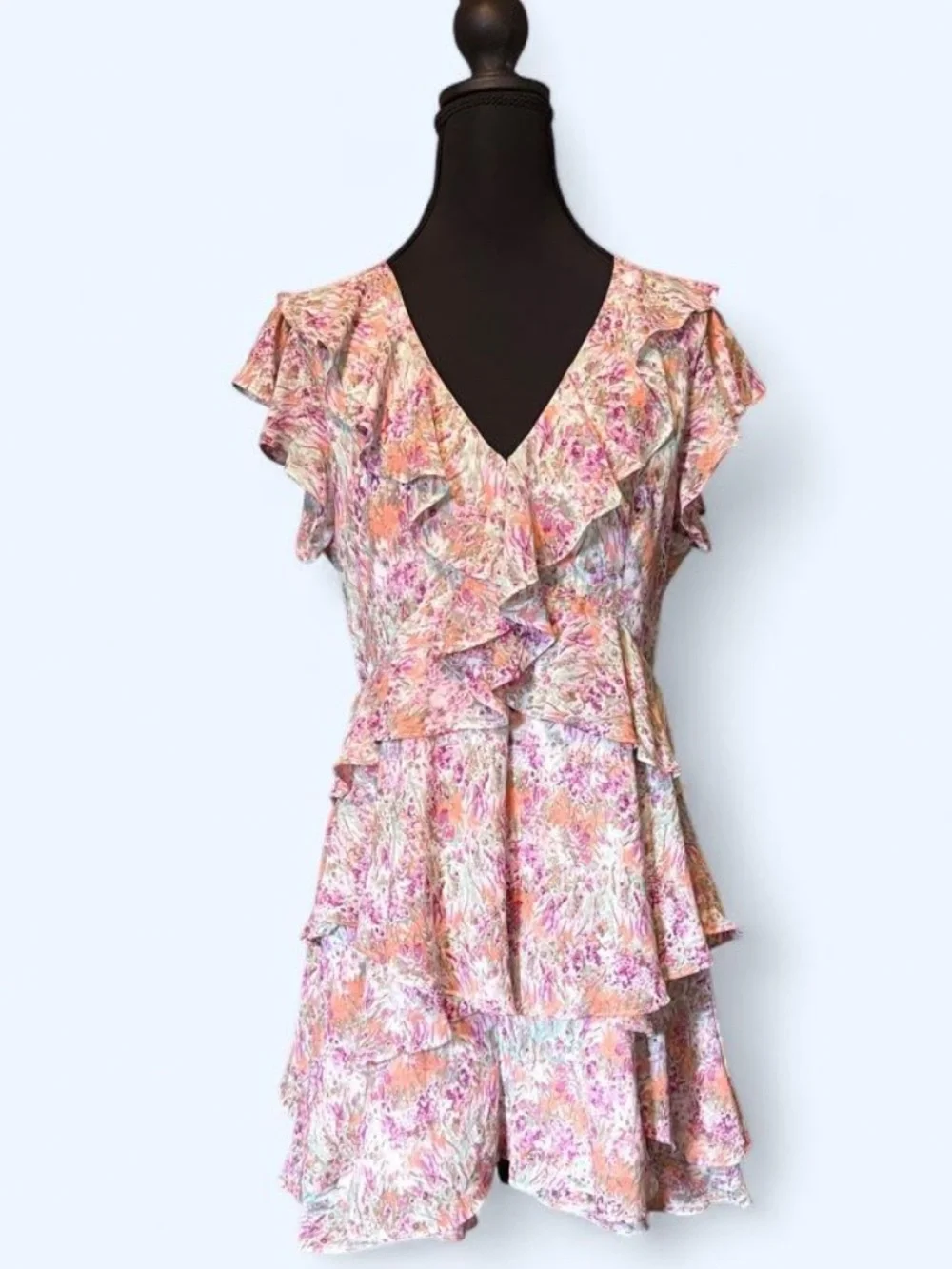 Fate Pastel Floral Ruffle Mini Dress
